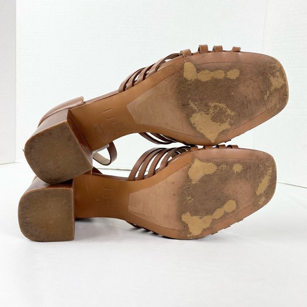 J. Jill Brown Strappy Genuine Leather Block Heeled Open Toe Sandals Size 8 - Picture 8 of 10